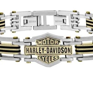 Harley Davidson men’s bracelet brass and steel biker bar and shield motorcycle